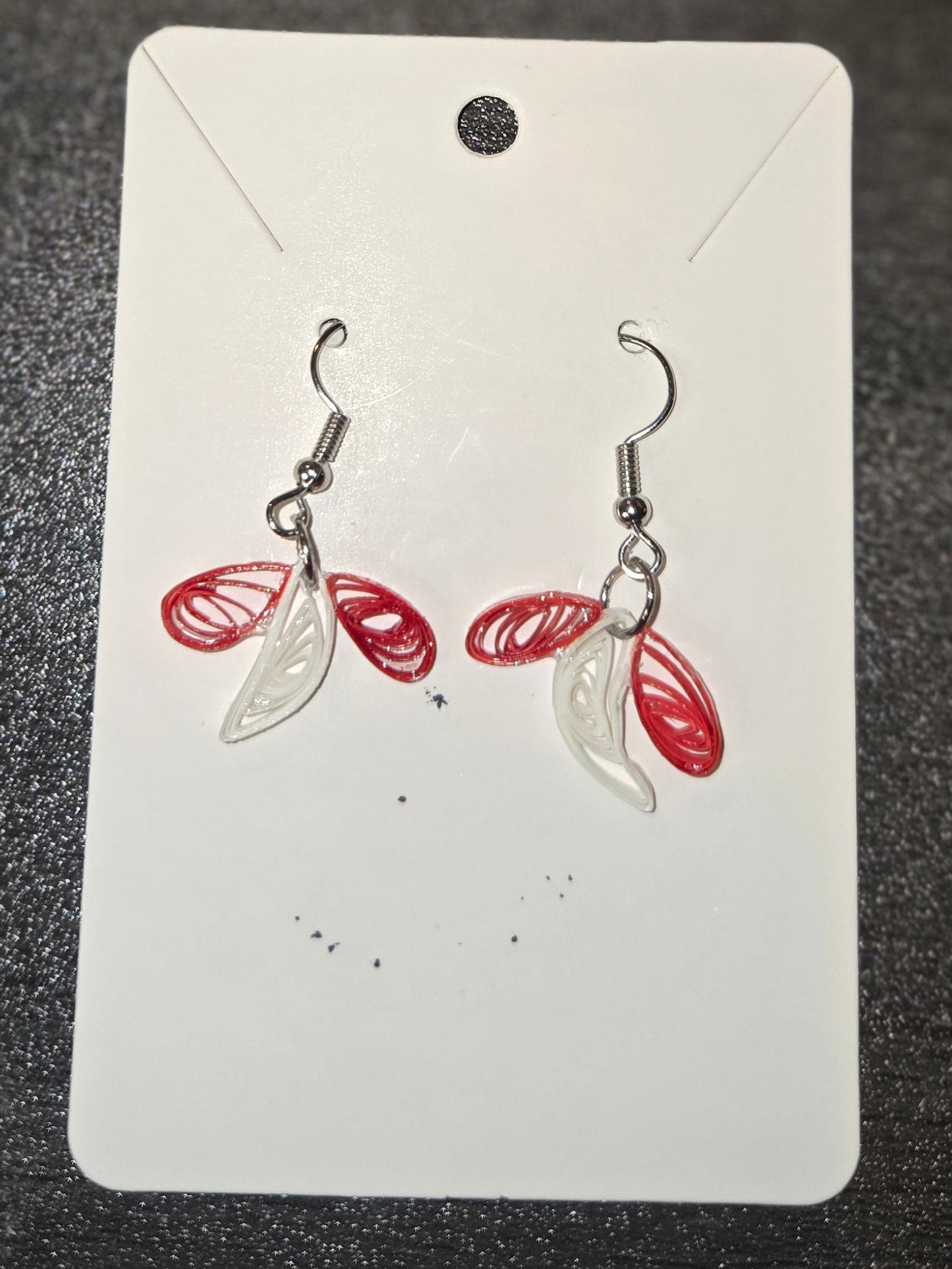 Red and White Lightning Bug Earrings