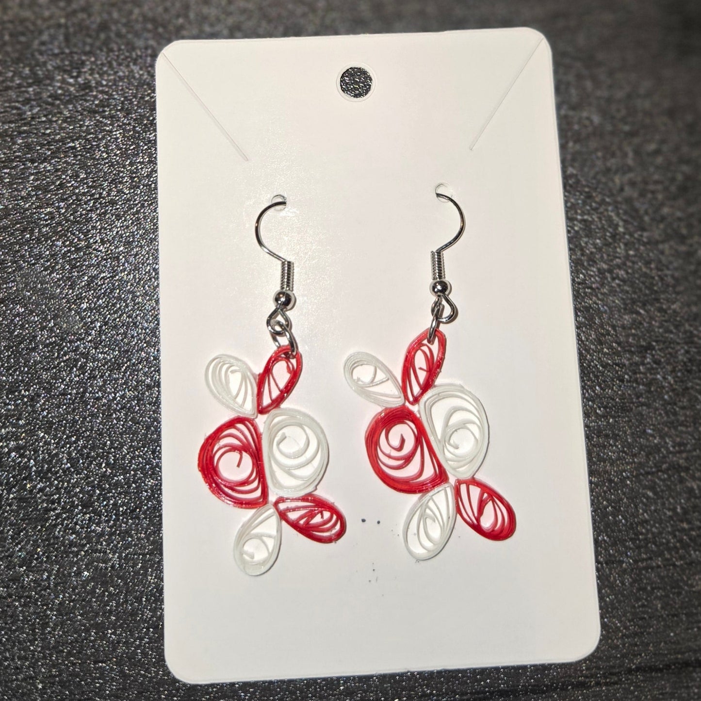 Red and White Earrings