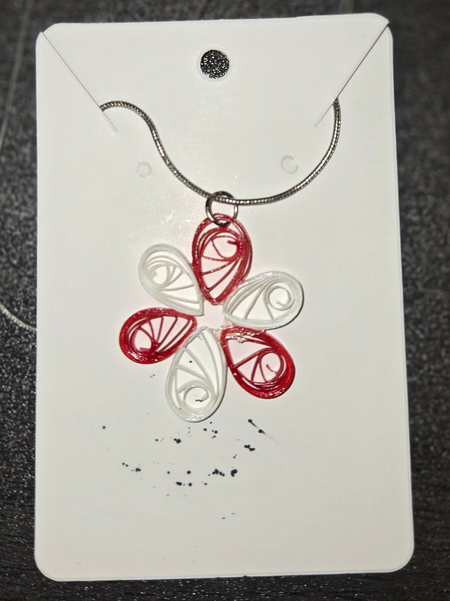 Red and White Flower Necklace