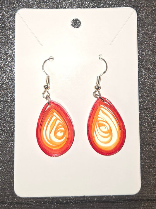 Red and Orange Teardrop Earrings