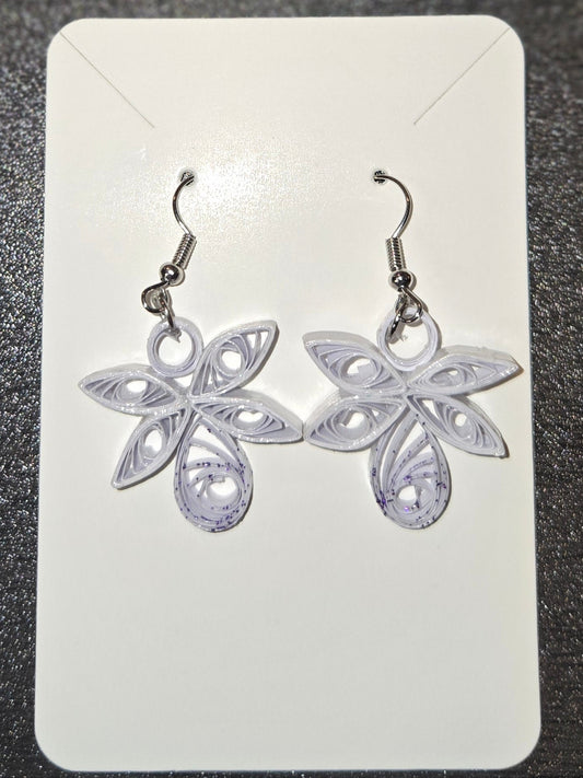 White Firefly Earrings with Purple glitter