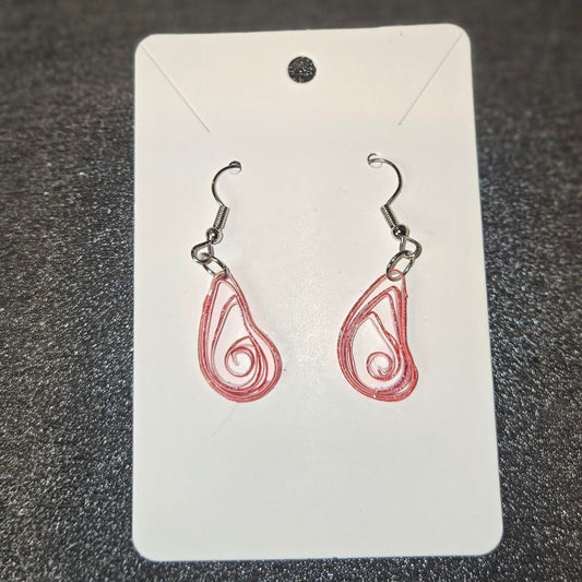 Red and White Layered Earrings
