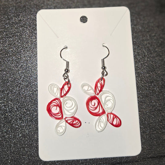 Red and White Earrings