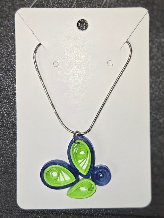 Blue and Green Butterfly Necklace
