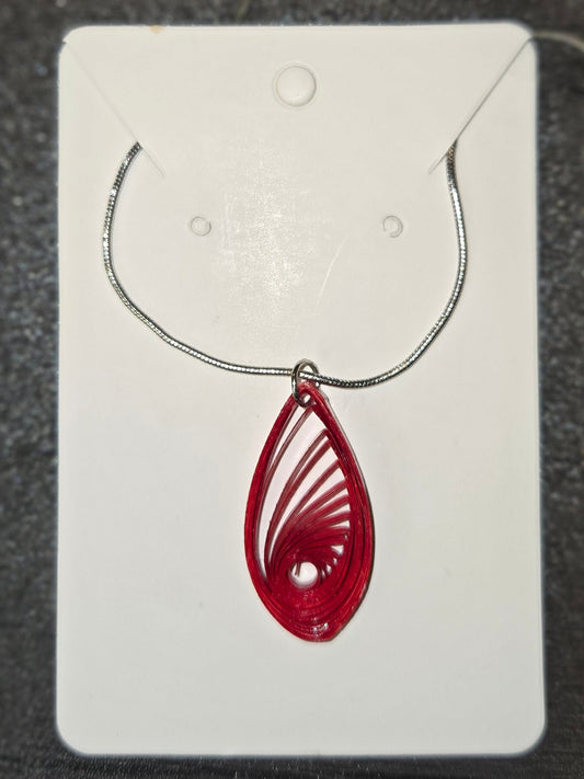 Dark Red Teardrop Necklace