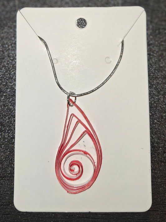 Red and White Paisley Necklace