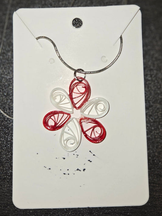 Red and White Flower Necklace